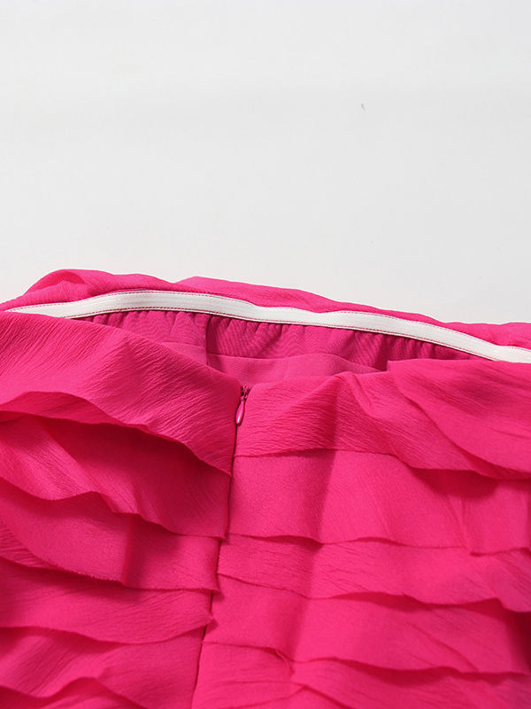 TWOTWINSTYLE Solid High Waist Fashion Strapless Dress