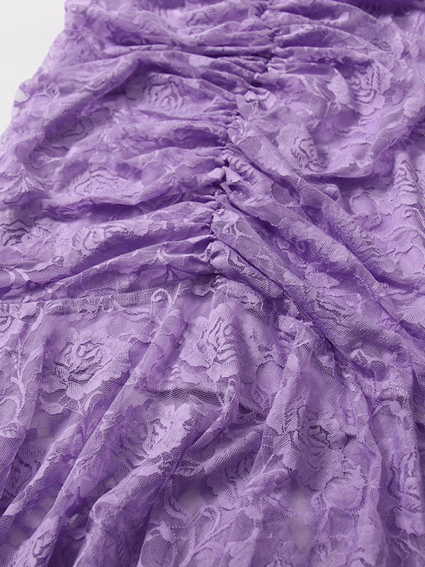 TWOTWINSTYLE Solid Round Neck Tunic Ruched Temperament Dress