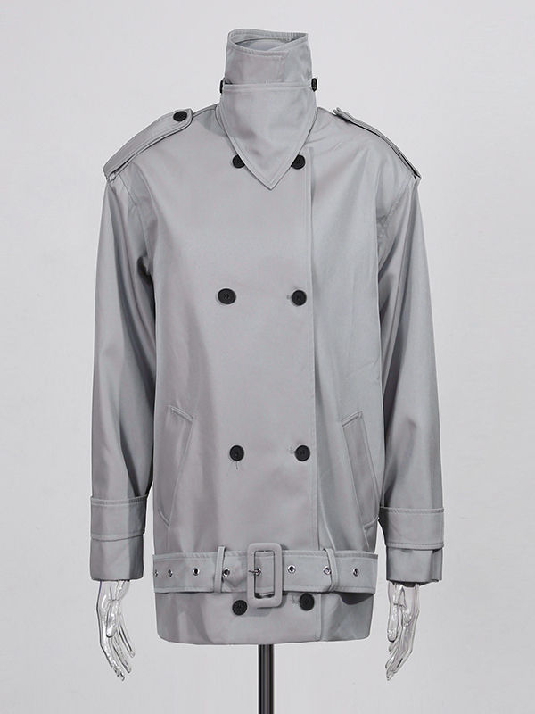 TWOTWINSTYLE Designer Stand Collar Double Breasted Coat