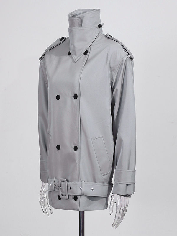 TWOTWINSTYLE Designer Stand Collar Double Breasted Coat