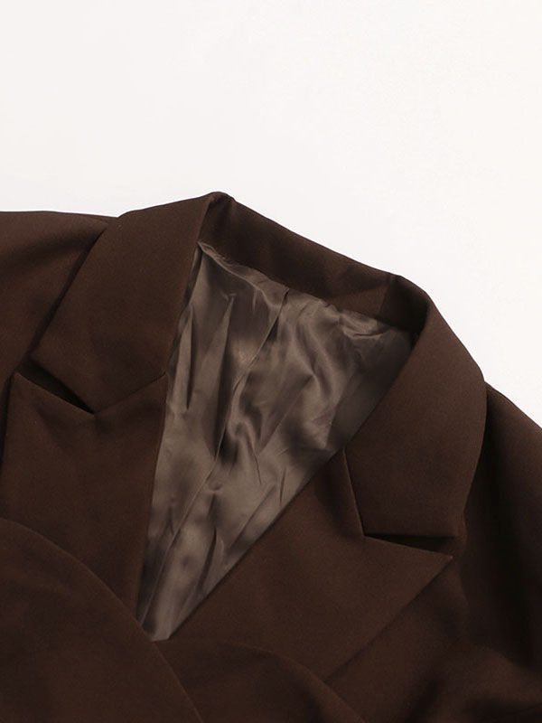 TWOTWINSTYLE Lapel Long Sleeve Spliced Lace Up Vintage Blazers