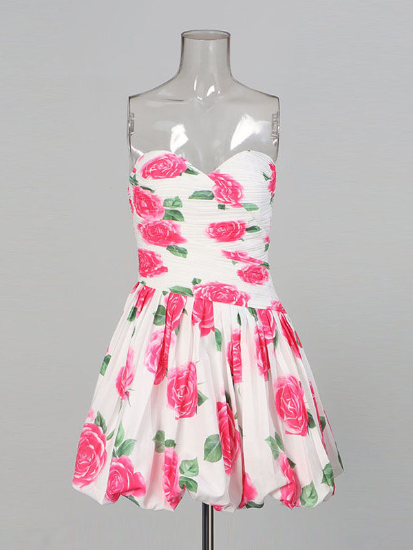 TWOTWINSTYLE Patchwork Print Tunic Strapless Chic Dress