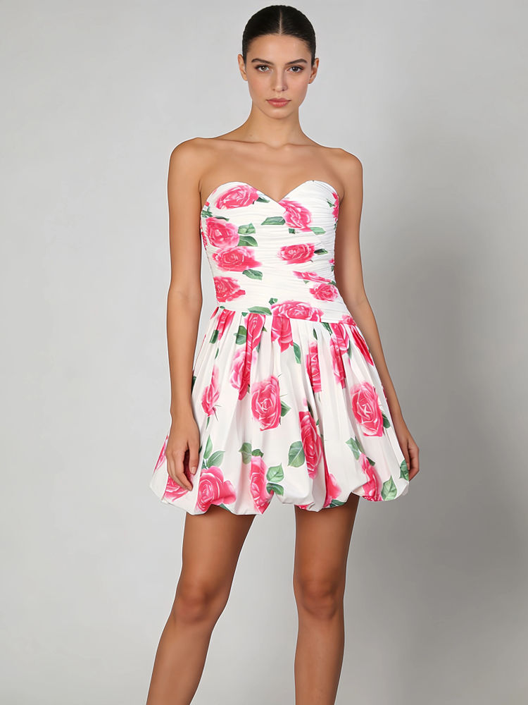 TWOTWINSTYLE Patchwork Print Tunic Strapless Chic Dress