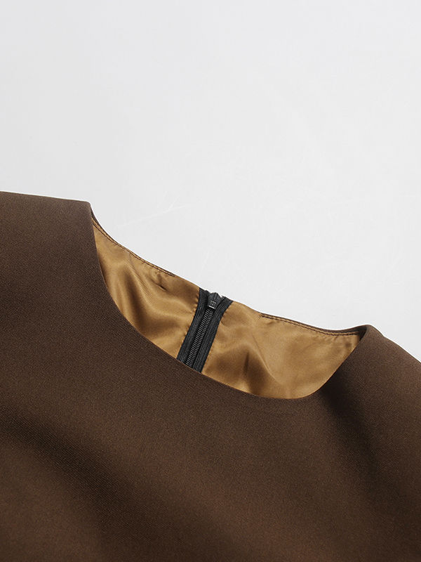 TWOTWINSTYLE Round Neck Spliced Metal Button Elegant Dress