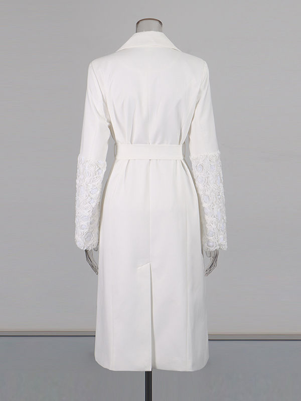 TWOTWINSTYLE Solid Lapel Patchwork Belt Designer Coat