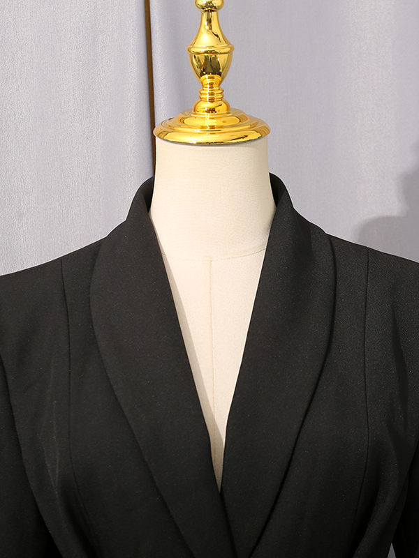 TWOTWINSTYLE Solid Lapel Patchwork Belt Temperament Coat