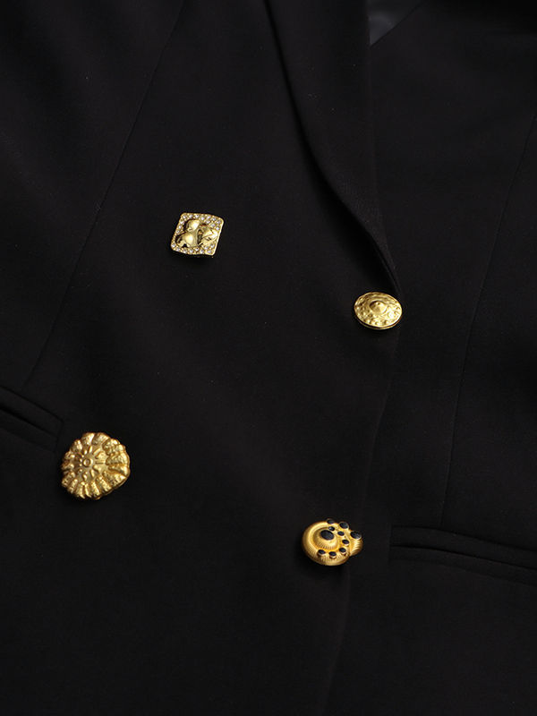 TWOTWINSTYLE Solid Patchwork Double Breasted Temperament Blazers