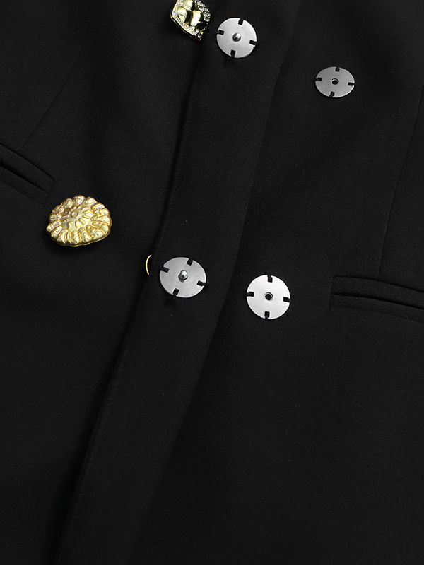 TWOTWINSTYLE Solid Patchwork Double Breasted Temperament Blazers