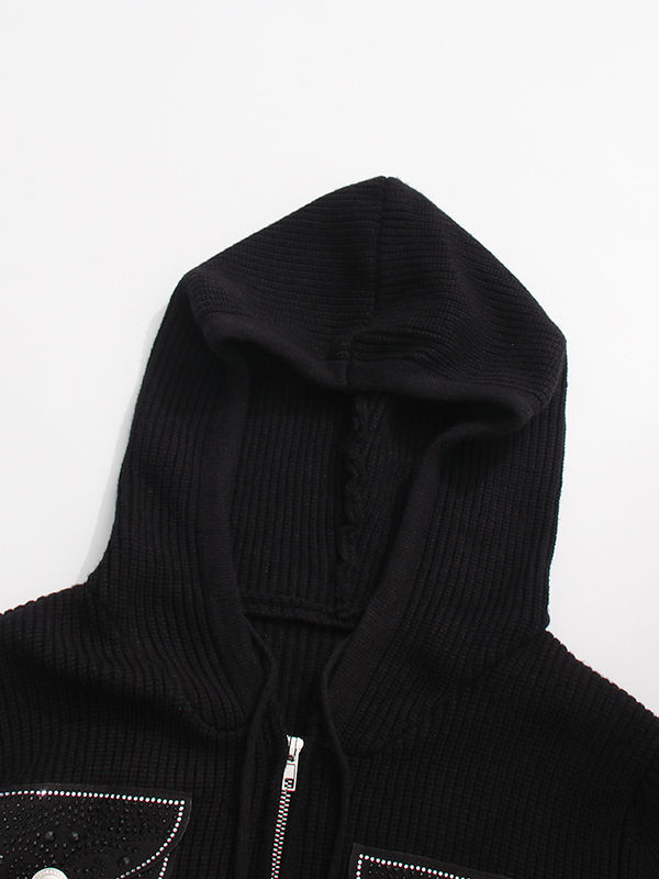 TWOTWINSTYLE Spliced Hooded Slimming Vintage Sweater