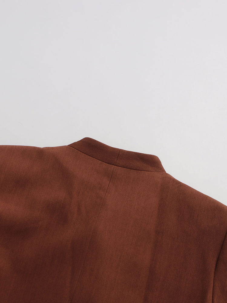 TWOTWINSTYLE V Neck Long Sleeve Spliced Print Vintage Coat