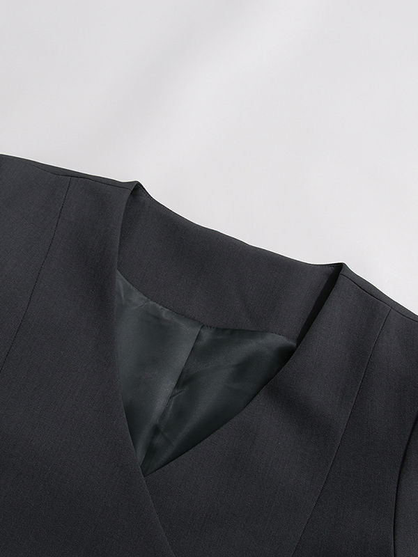 TWOTWINSTYLE V Neck Spliced Button Minimalist Coat