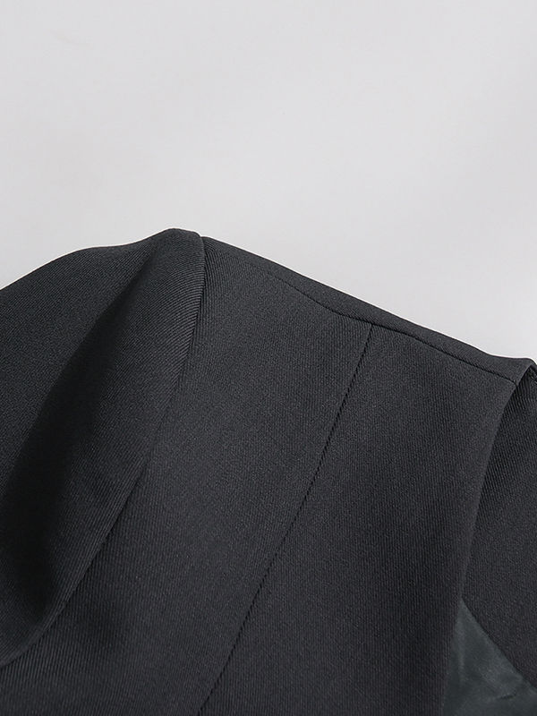 TWOTWINSTYLE V Neck Spliced Button Minimalist Coat