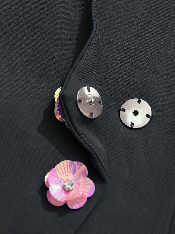 TWOTWINSTYLE V Neck Spliced Button Minimalist Coat
