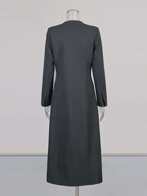 TWOTWINSTYLE V Neck Spliced Button Minimalist Coat