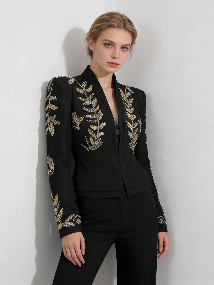 TWOTWINSTYLE V Neck Spliced Diamond Tunic Designer Coat