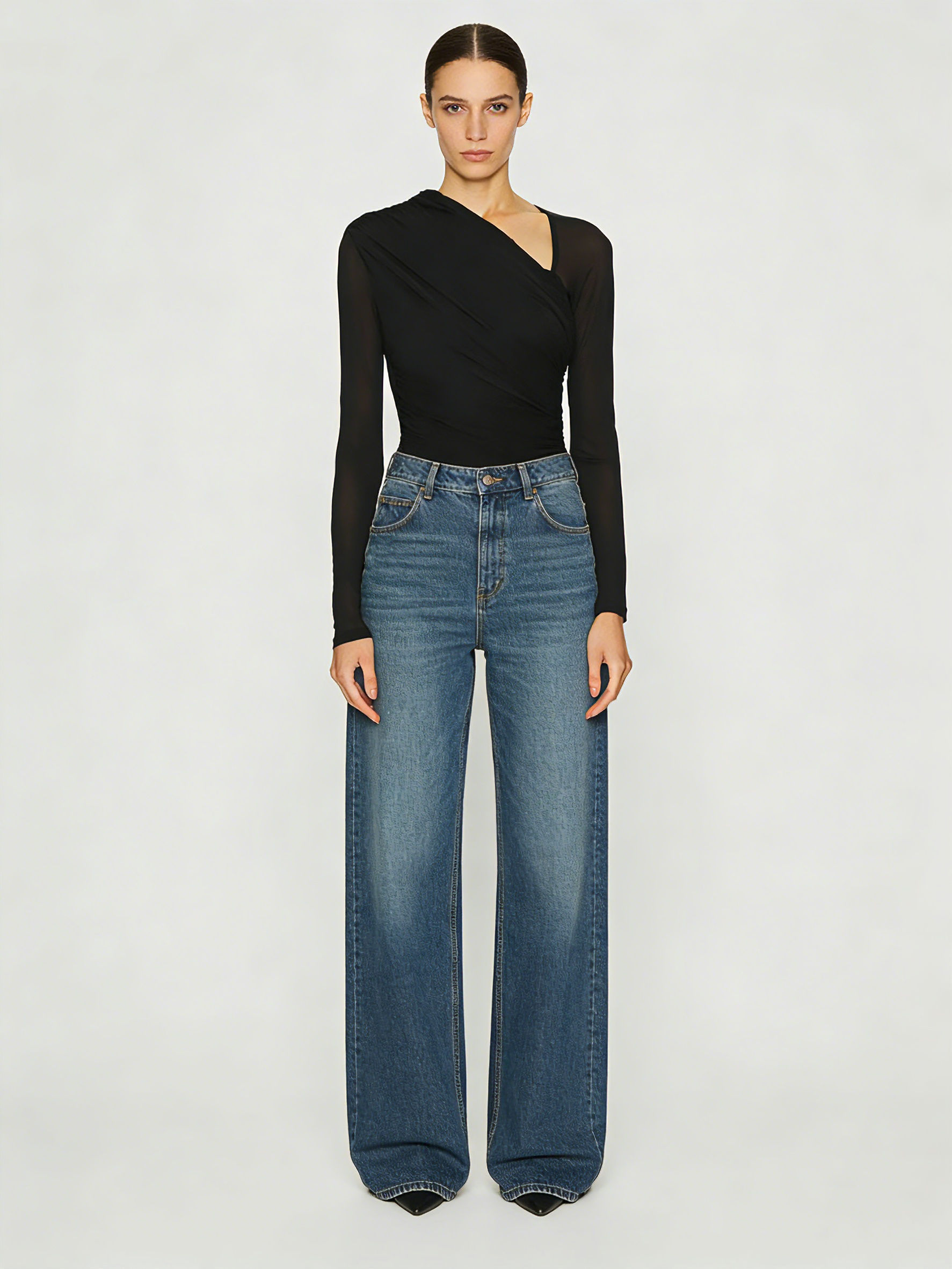 TWOTWINSTYLE Asymmetrical Neckline Slimming Sexy Jumpsuit