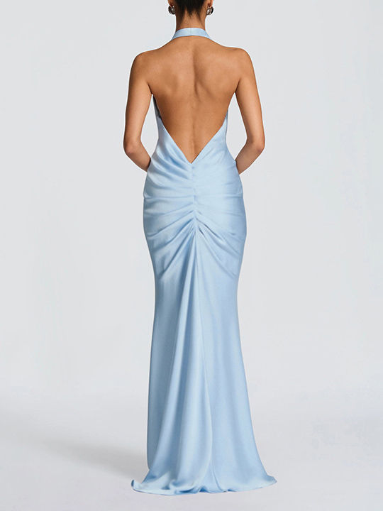 TWOTWINSTYLE Minimalist Deep V Neck Backless Slimming Dress