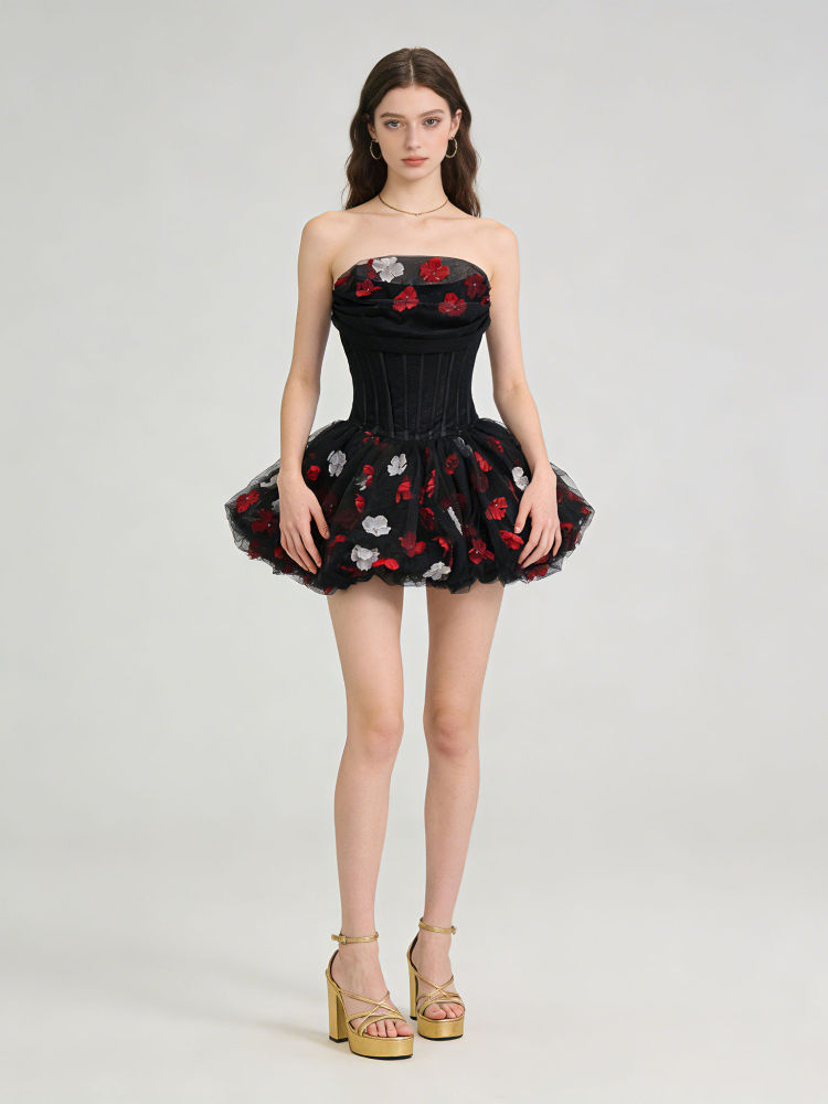 TWOTWINSTYLE Off Shoulder Patchwork Flower Tunic Chic Dress
