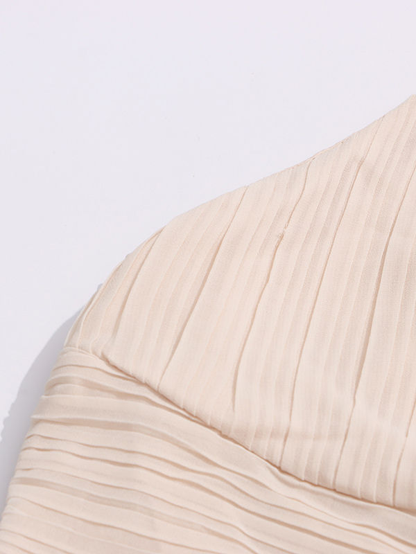TWOTWINSTYLE Solid Ruched V-neck Sleeveless Long Dress