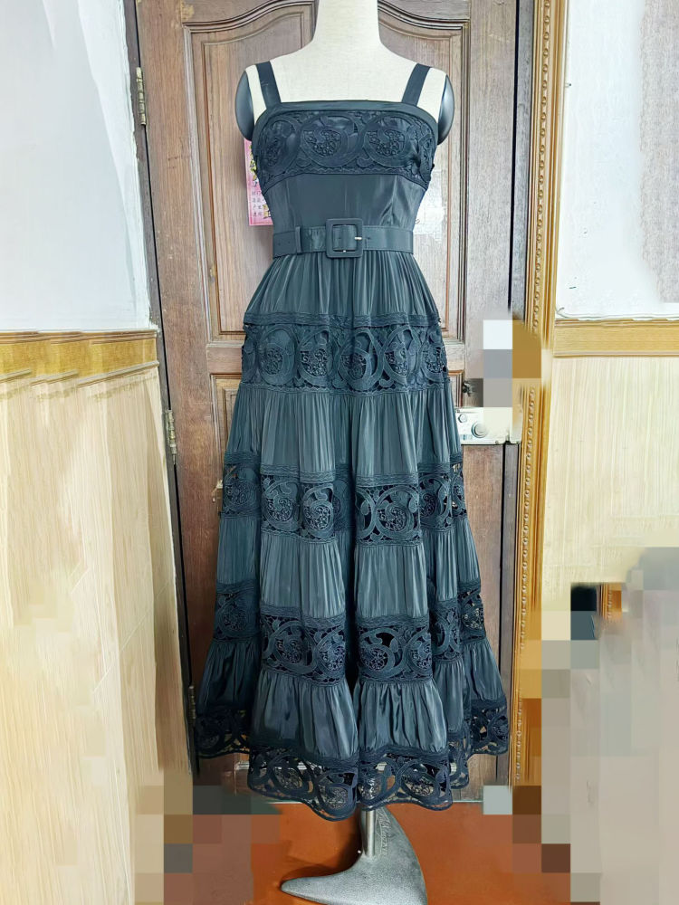 TWOTWINSTYLE Solid Sleeveless Patchwork Belt Designer Dress
