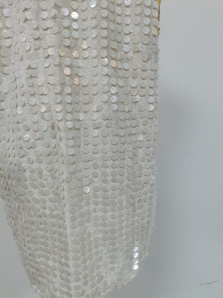 TWOTWINSTYLE Deep V-Neck Patchwork Sequins Chic Mini Dress