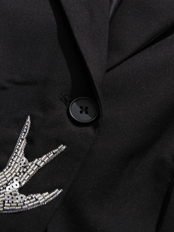 TWOTWINSTYLE Temperament Patchwork Embroidered Flares Lapel Jacket