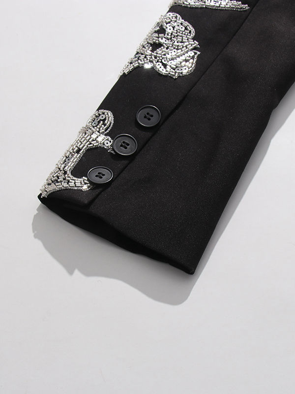 TWOTWINSTYLE Temperament Patchwork Embroidered Flares Lapel Jacket