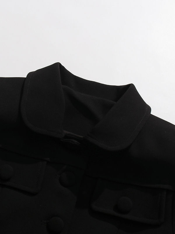 TWOTWINSTYLE Solid Lapel Spliced Belt Temperament Coat