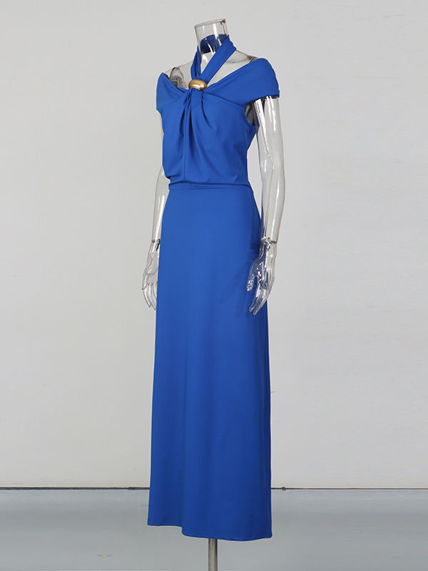 TWOTWINSTYLE Off Shoulder Minimalist Midi Dress