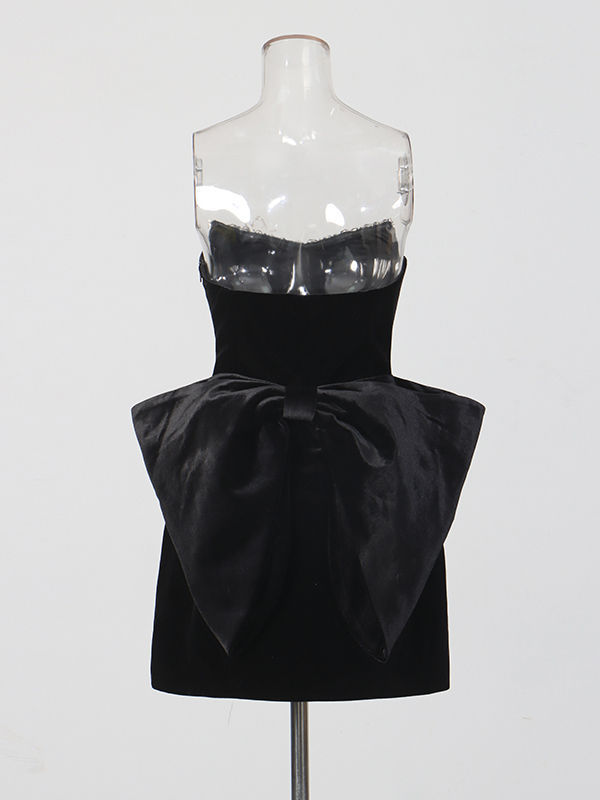 TWOTWINSTYLE Spliced Diamond And Bowknot Fashion Mini Dress