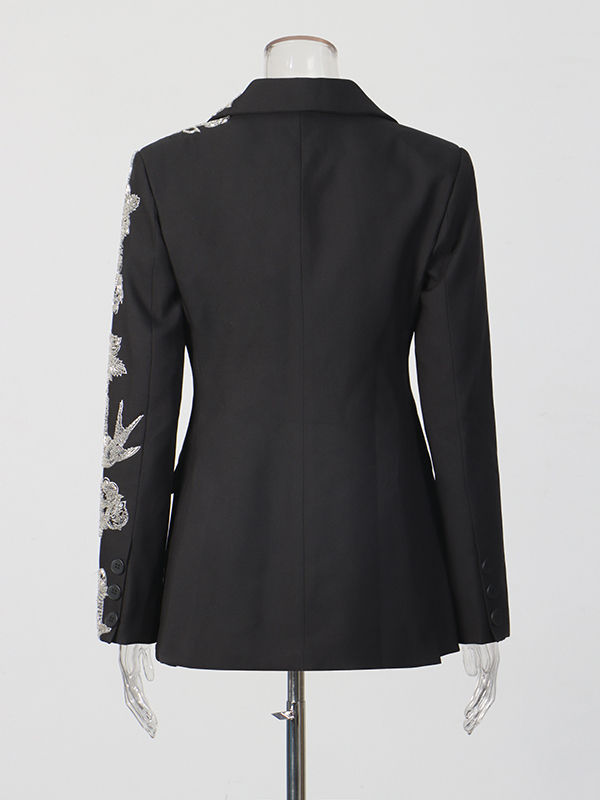 TWOTWINSTYLE Temperament Patchwork Embroidered Flares Lapel Jacket