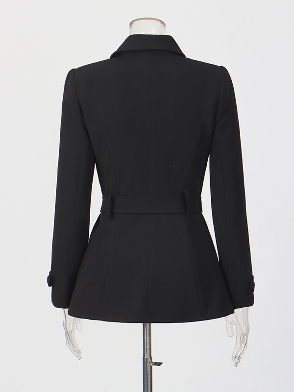 TWOTWINSTYLE Solid Lapel Spliced Belt Temperament Coat