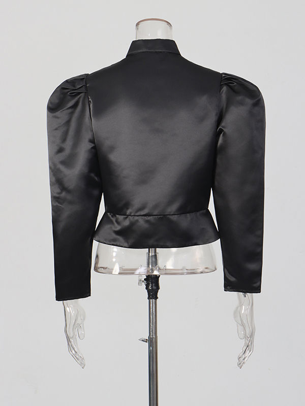 TWOTWINSTYLE Stand Collar Spliced Single Breasted Chic Crop Coat