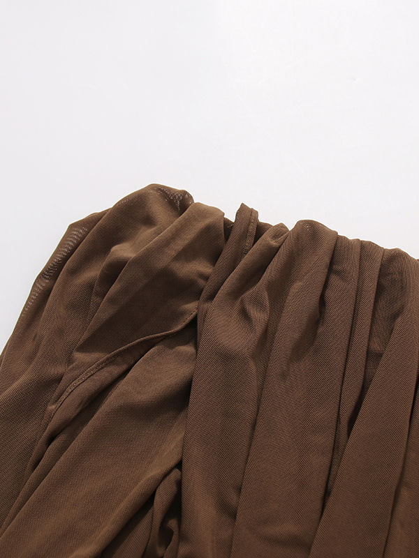 TWOTWINSTYLE Vintage Solid Off Shoulder Maxi Dress