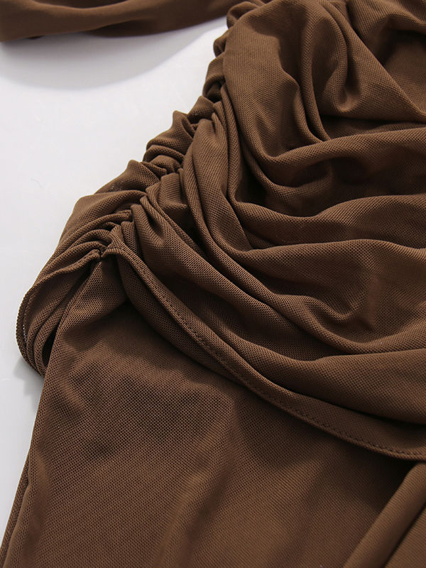 TWOTWINSTYLE Vintage Solid Off Shoulder Maxi Dress
