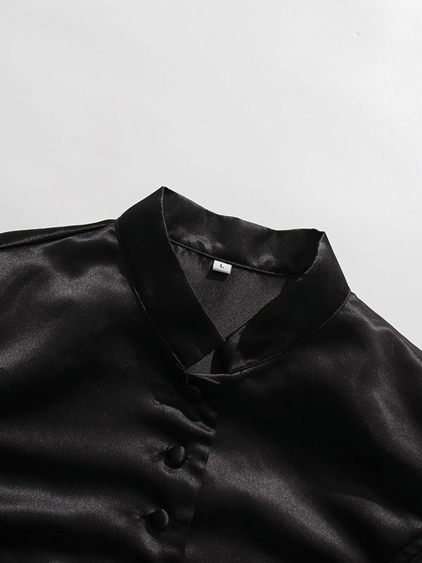 TWOTWINSTYLE Stand Collar Spliced Single Breasted Chic Crop Coat