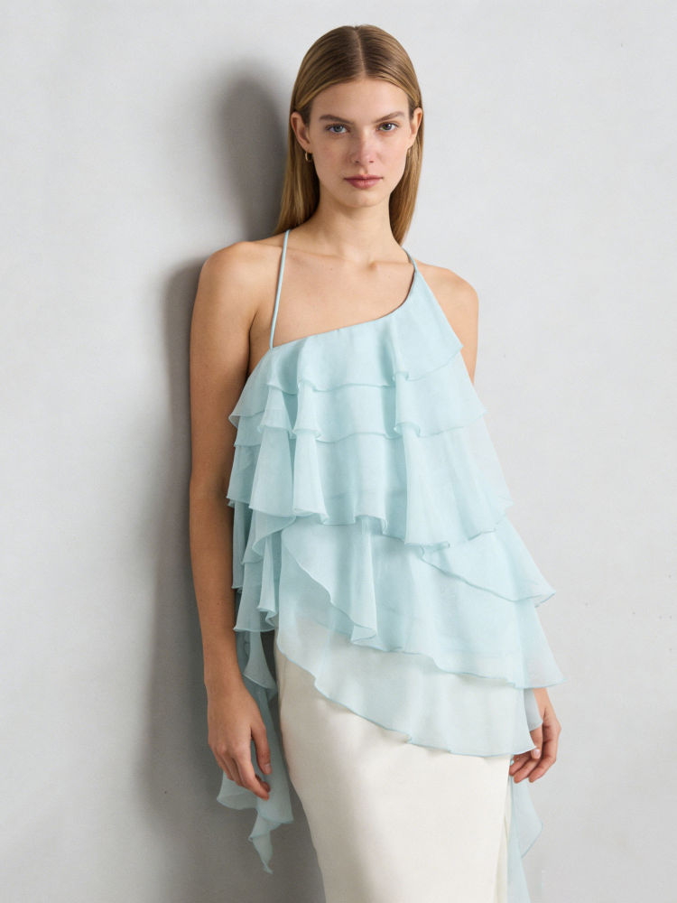 TWOTWINSTYLE Solid Off Shoulder Irregular Hem Designer Shirt