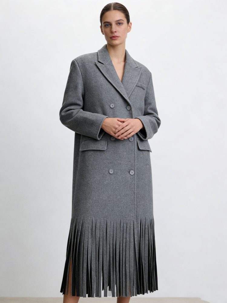 TWOTWINSTYLE Lapel Spliced Frill Casual Trench Coat