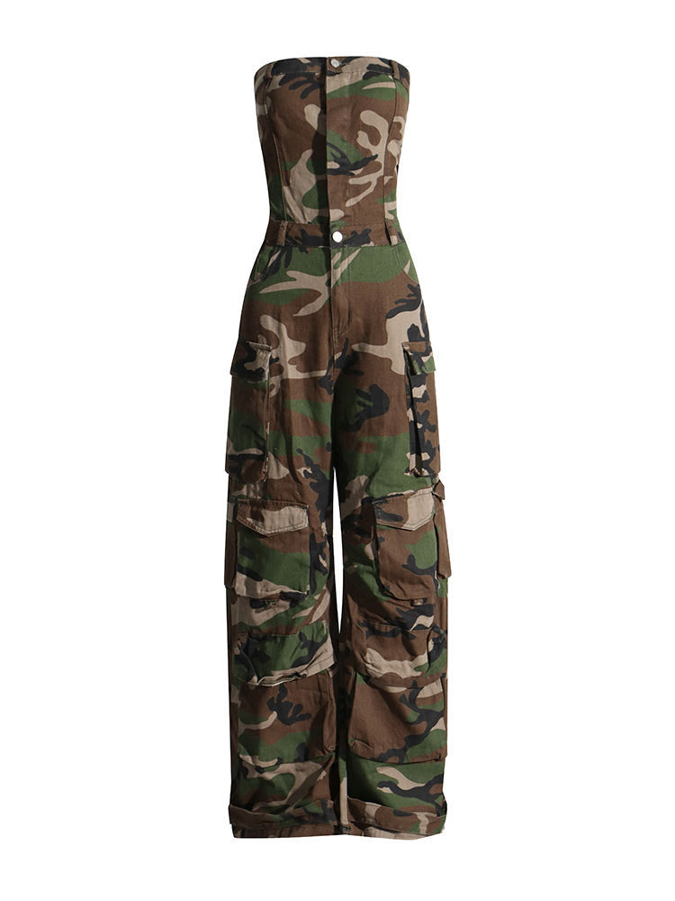 TWOTWINSTYLE Designer Tunic Camouflage Cargo Jumpsuits