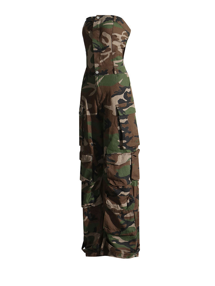 TWOTWINSTYLE Designer Tunic Camouflage Cargo Jumpsuits