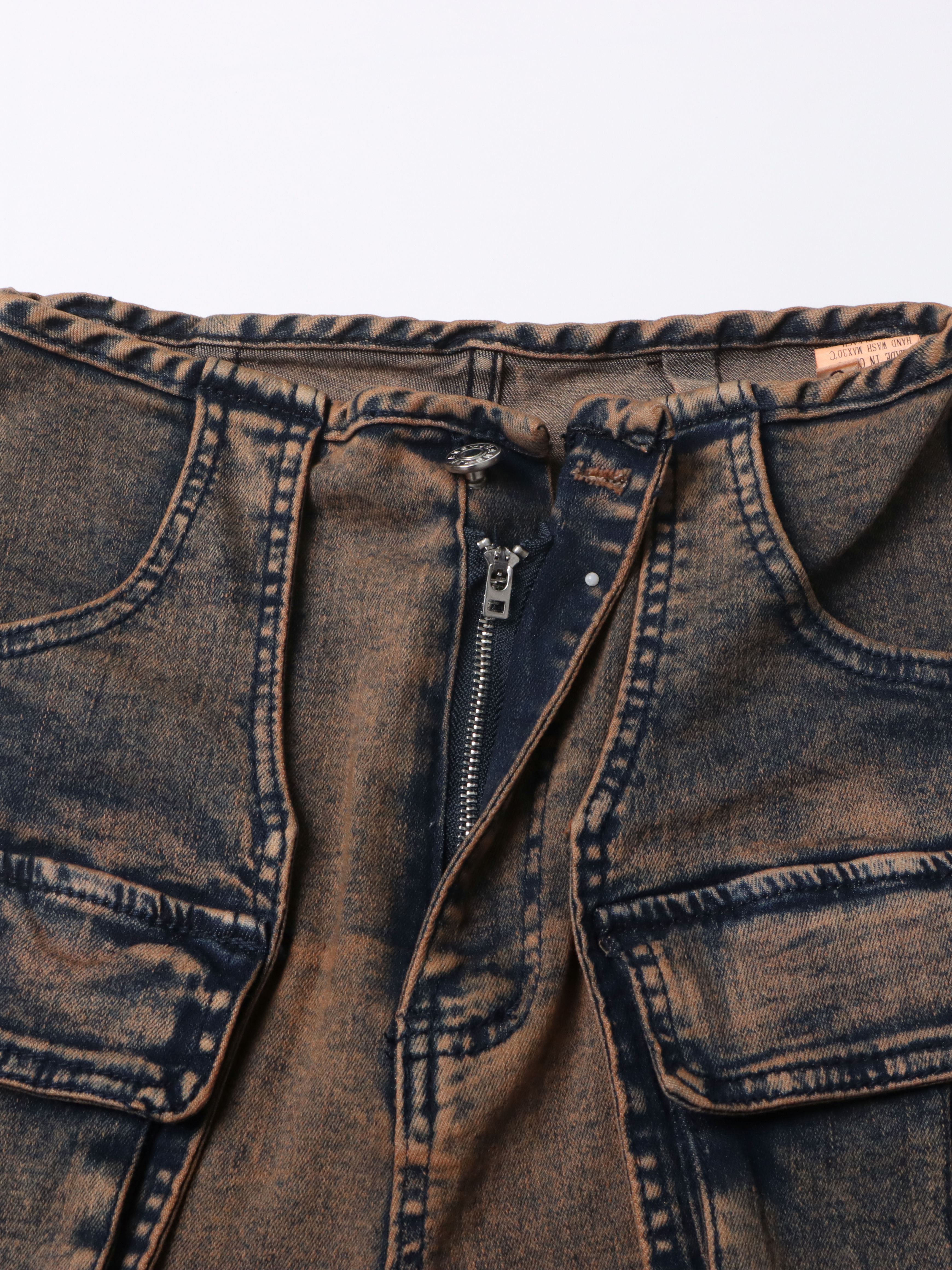TWOTWINSTYLE High Waist Spliced Pockets Casual Denim Pants