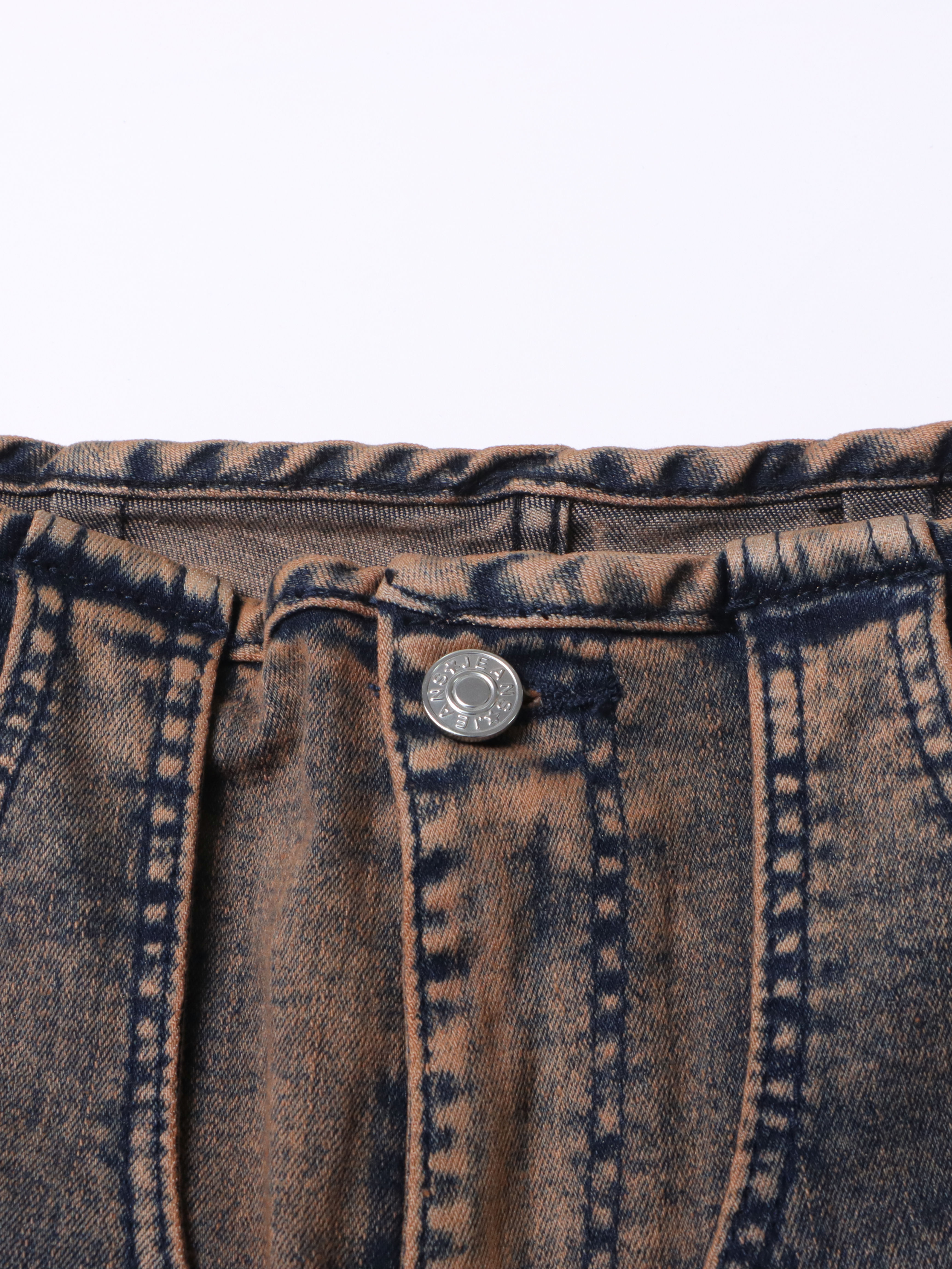 TWOTWINSTYLE High Waist Spliced Pockets Casual Denim Pants