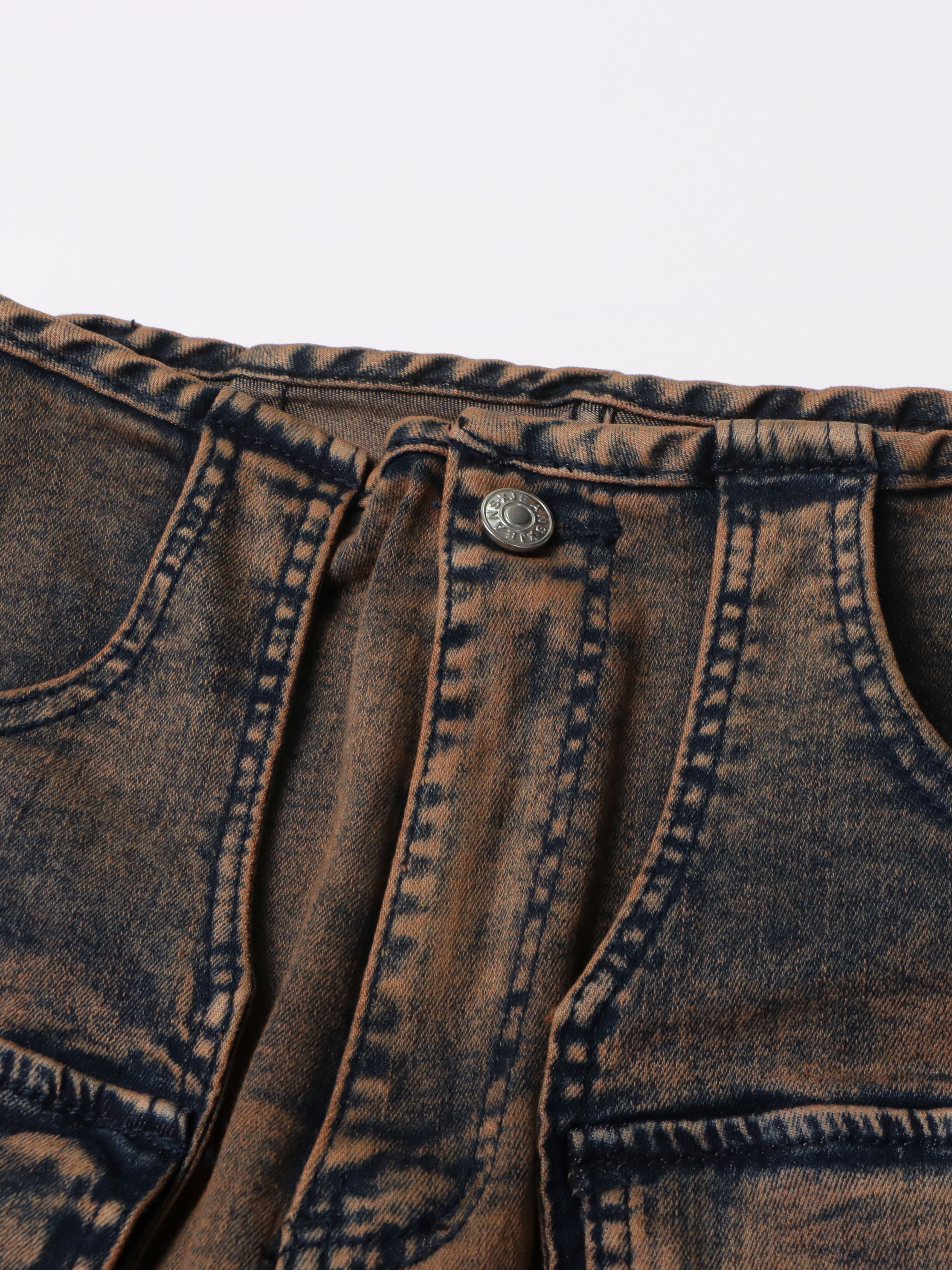 TWOTWINSTYLE High Waist Spliced Pockets Casual Denim Pants
