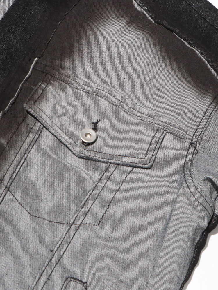 TWOTWINSTYLE Hit Color Lapel Long Sleeve Loose Denim Jacket