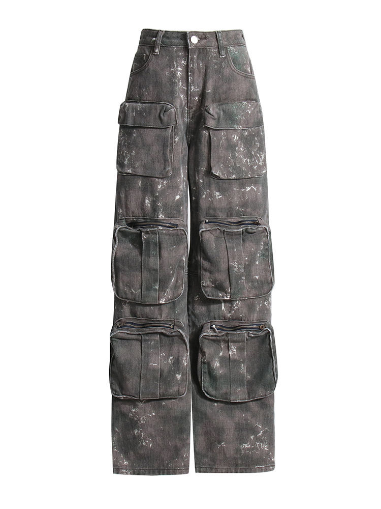 TWOTWINSTYLE Patchwork Pocket Camouflage Fashion Jeans