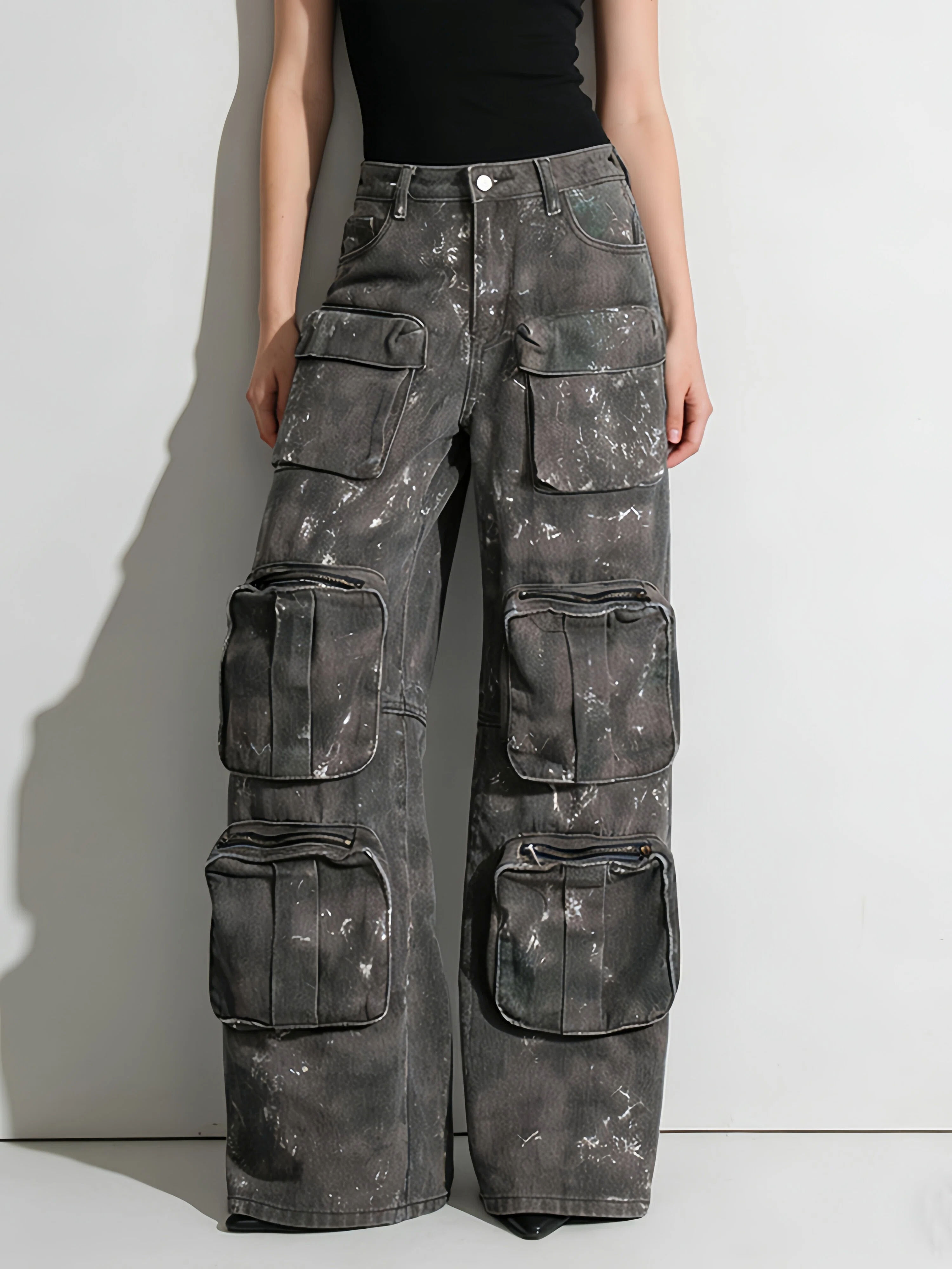 TWOTWINSTYLE Patchwork Pocket Camouflage Fashion Jeans