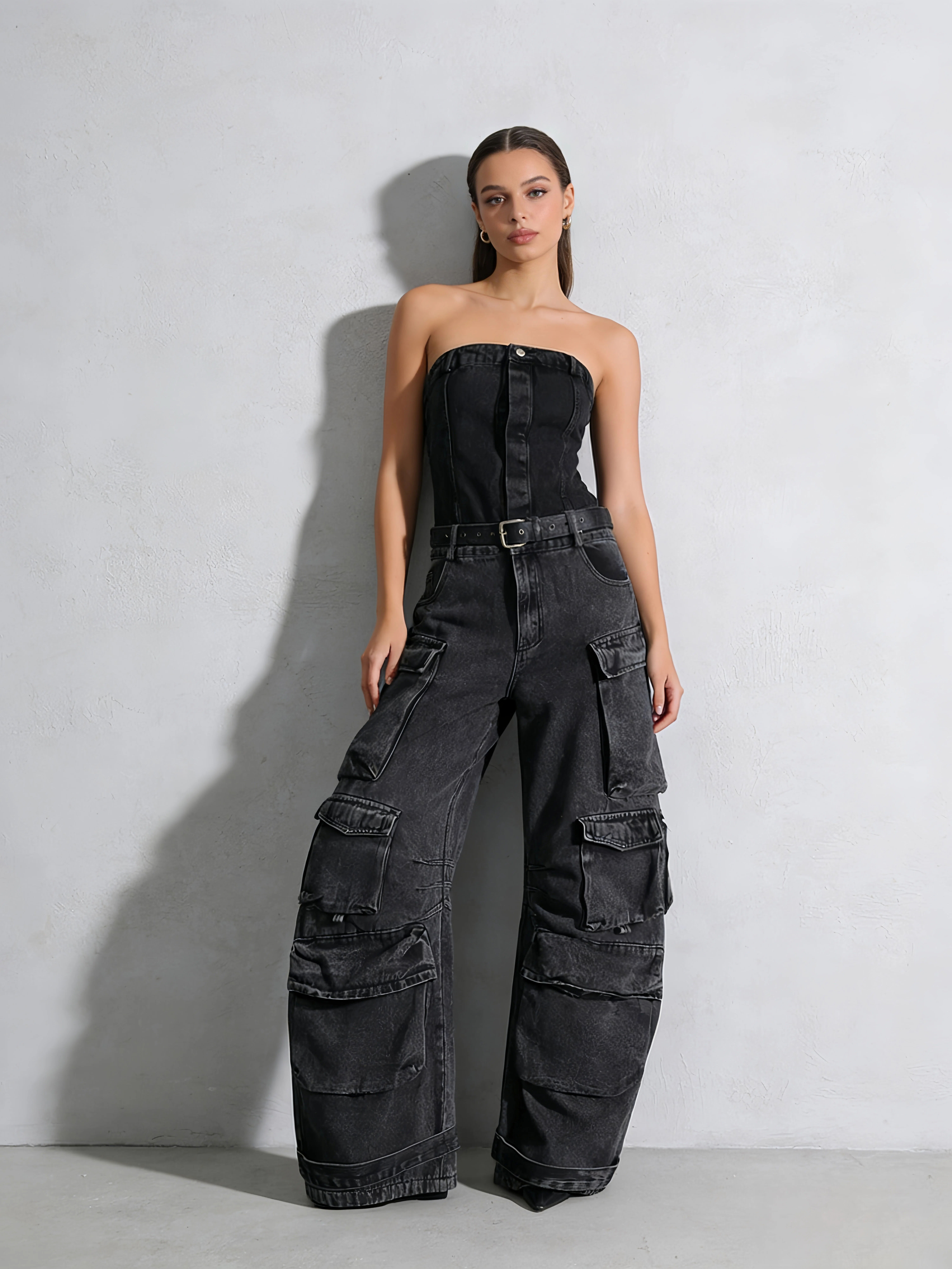TWOTWINSTYLE Sleeveless High Waist Streetwear Jumpsuits