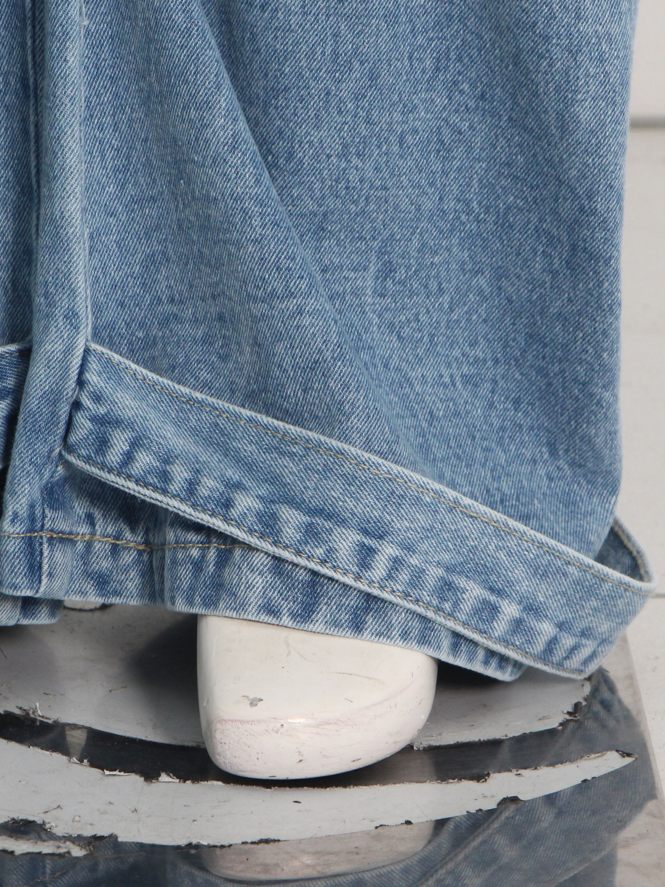 TWOTWINSTYLE Solid High Waist Loose Designer Wide Leg Jeans