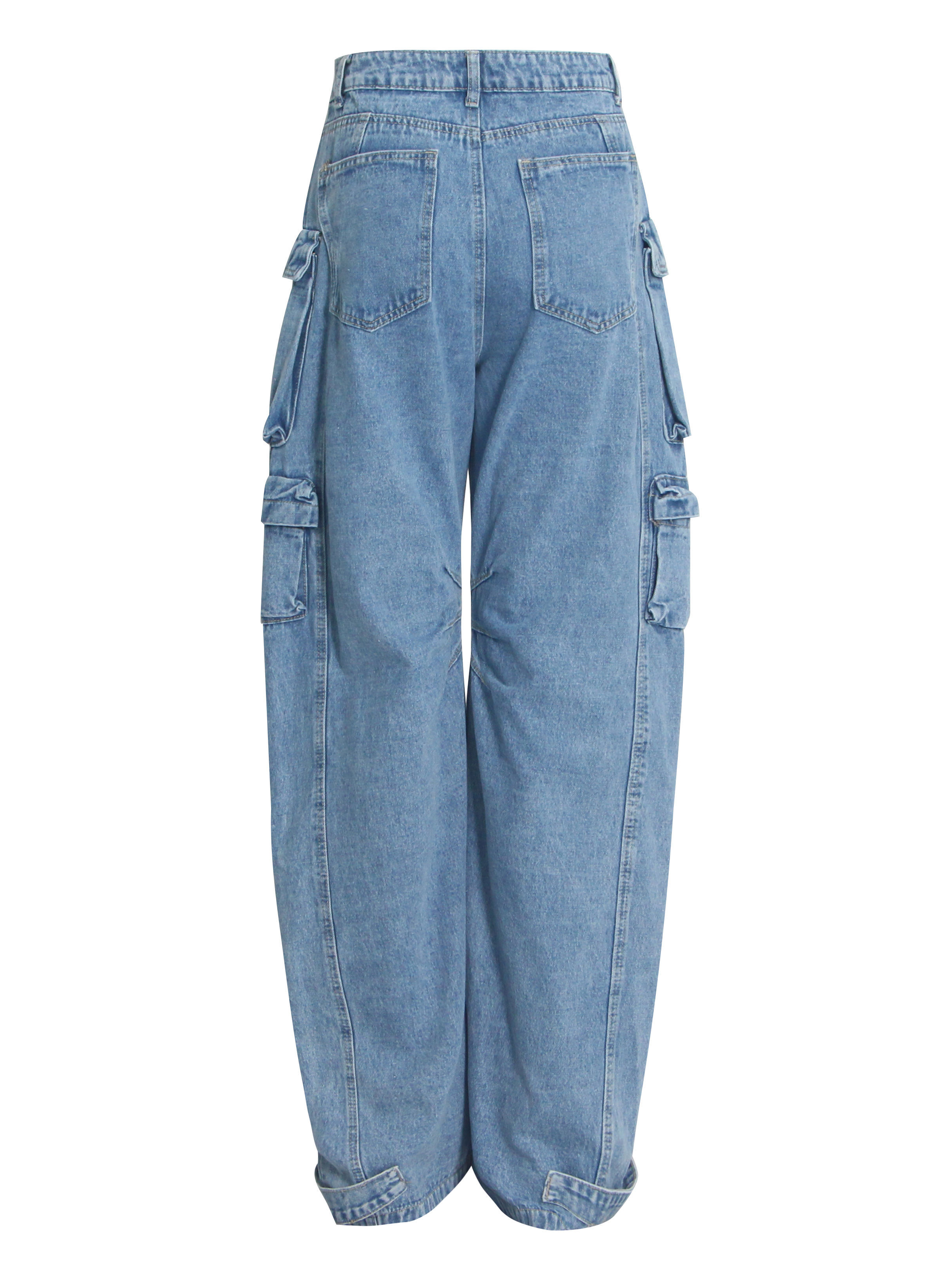TWOTWINSTYLE Solid High Waist Loose Designer Wide Leg Jeans