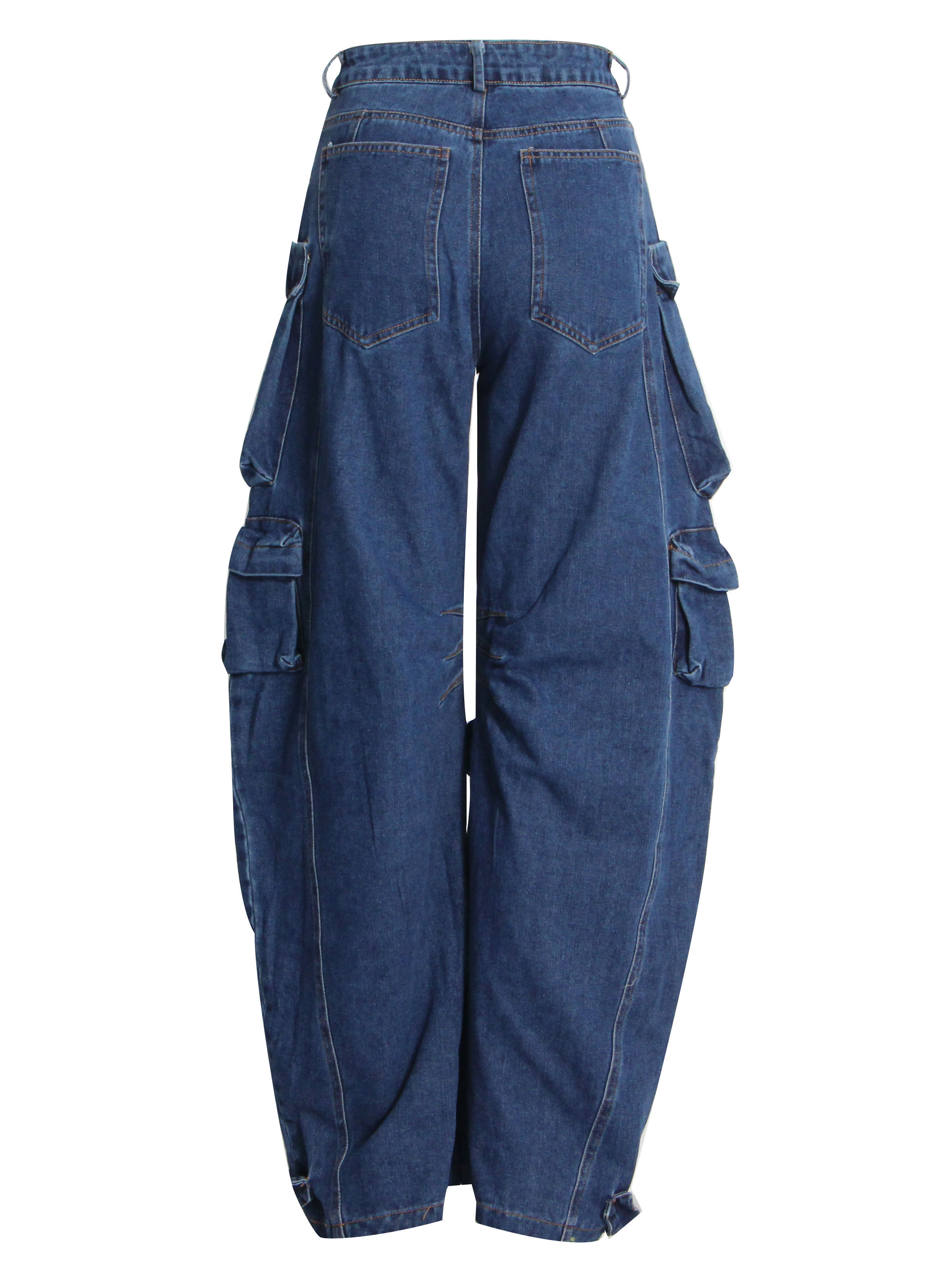 TWOTWINSTYLE Spliced Pocket Loose Casual Denim Pants